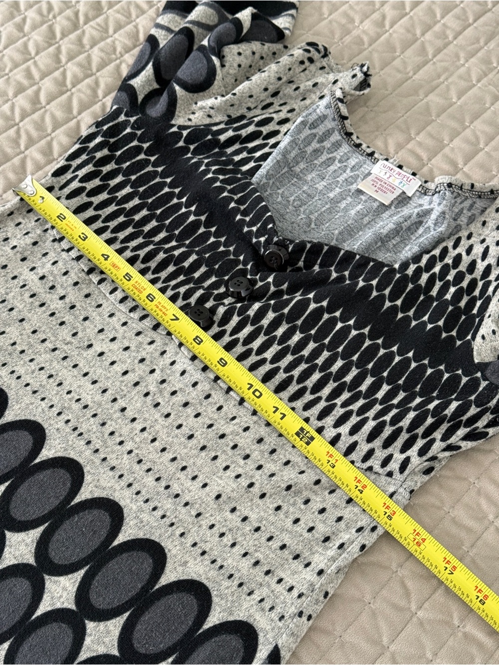 Funky People Geometric Mod Dress | Women’s Long Sleeve Mini Knit Dress Size M - Picture 5 of 6